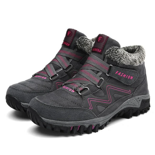 Norva Damen Winterschuhe mit Fleece-Futter in Grau – Seitenansicht