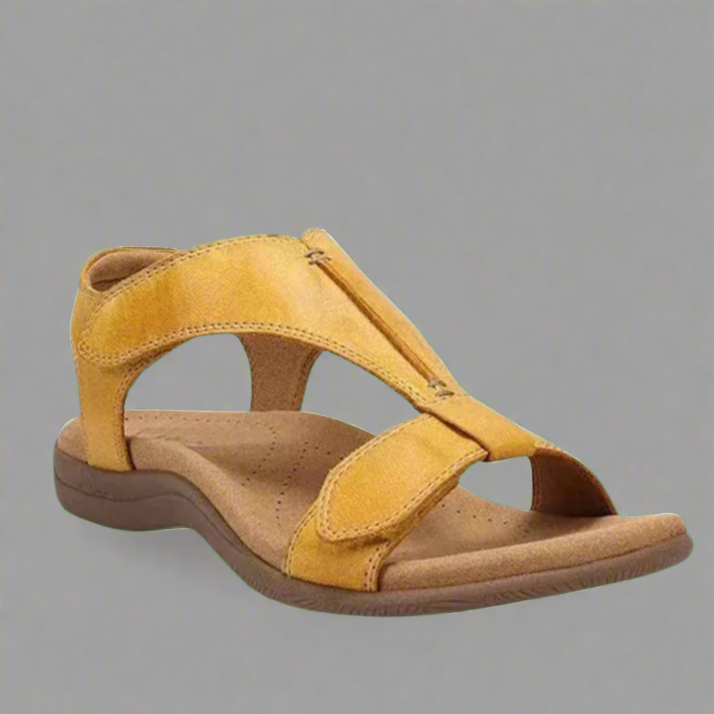 Schwarze orthopädische Damen-Sandalen mit elegantem Design und optimaler Fußunterstützung