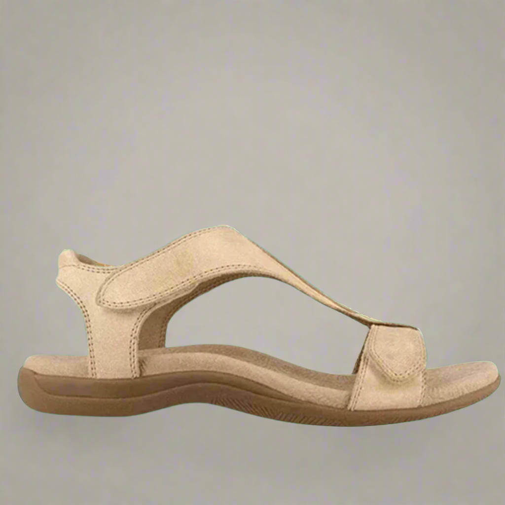 Seitenansicht orthopädischer Damen-Sandalen – leichte Konstruktion mit unterstützender Passform