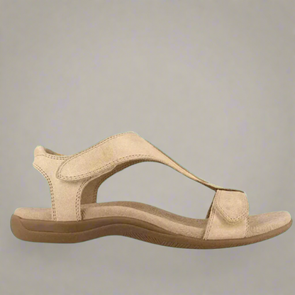 Seitenansicht orthopädischer Damen-Sandalen – leichte Konstruktion mit unterstützender Passform