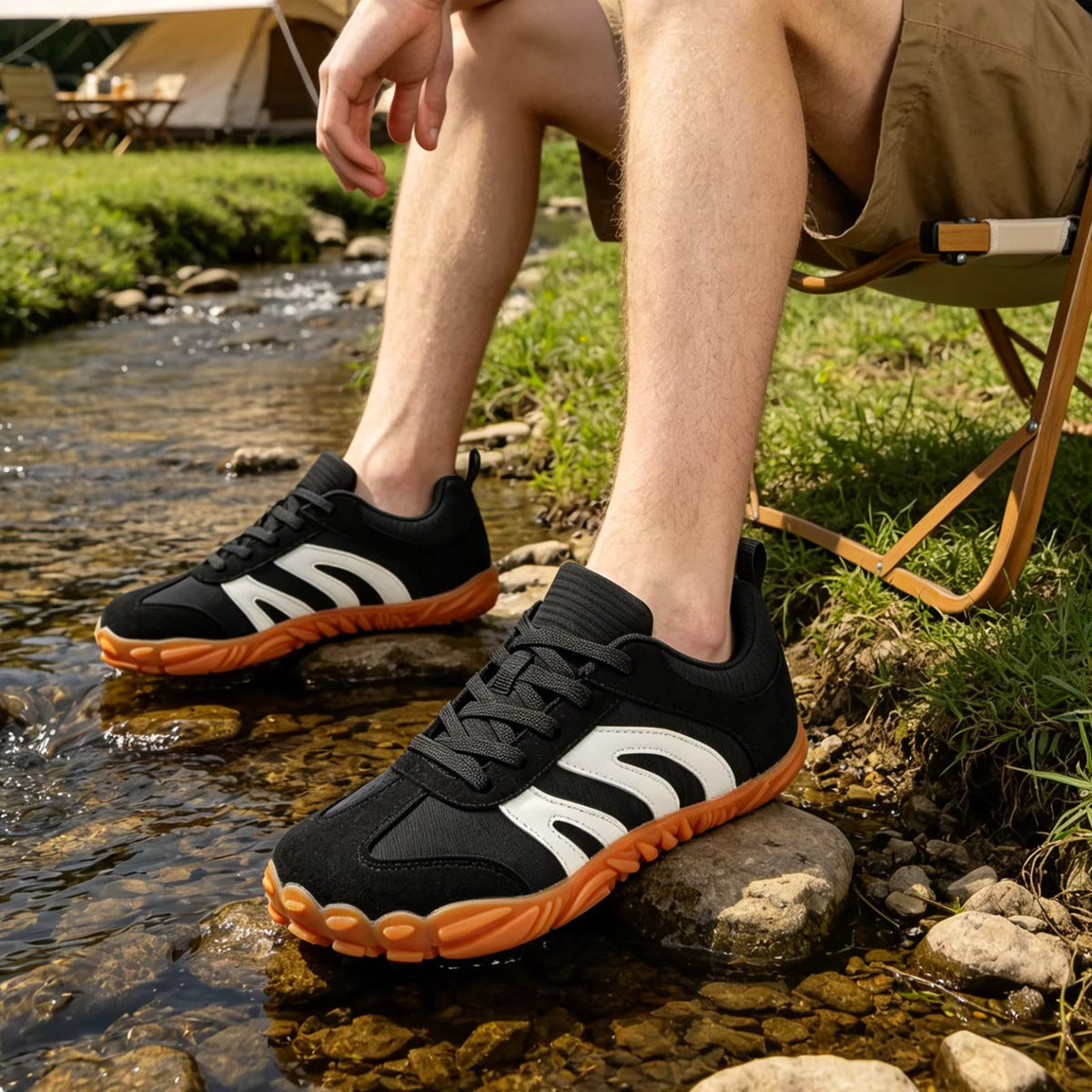 Rovik Sneaker Beige – niedriges Silhouette im Profil