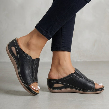Selina Damen orthopädische Sandalen in Holzkohle – Seitenansicht