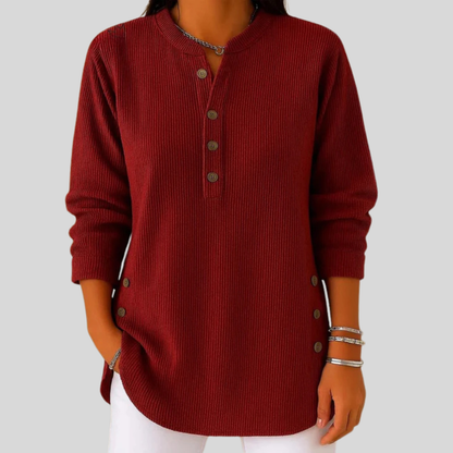 Damen Rippstrick-Pullover SERAPHINA™ – Vorderansicht klassischer Schnitt
