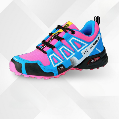 Trekkaro ergonomische Schuhe in Rot für Damen, Dreiviertelansicht