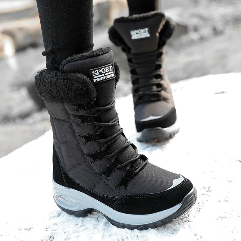 Velora Damen Winterstiefel in Schwarz – elegantes wadenlänges Design