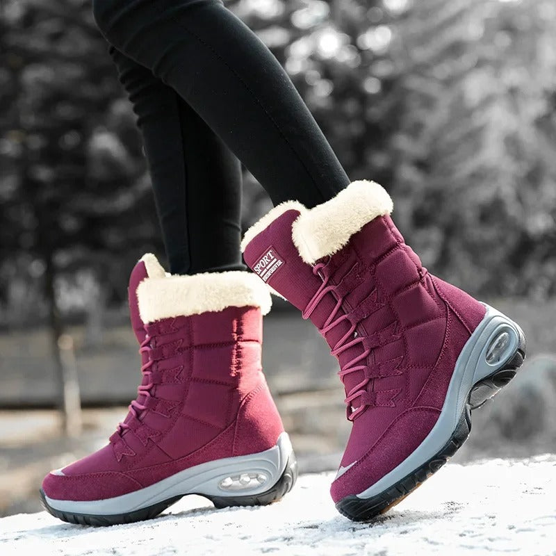 Velora Damen Stiefel Dusty Mauve – Nahaufnahme wasserdichtes Material
