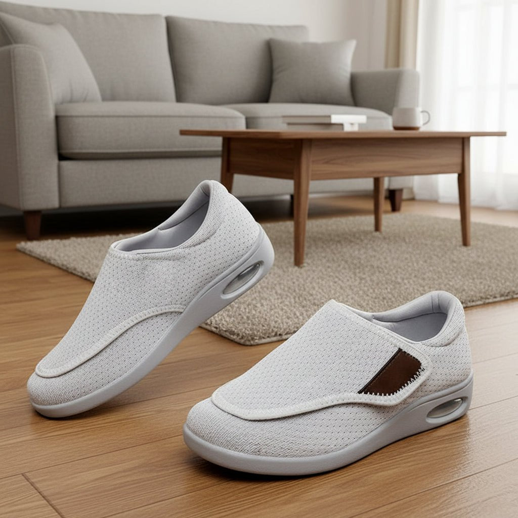 Veltia Diabetiker Walkingschuhe in Grau – verstellbare orthopädische Passform