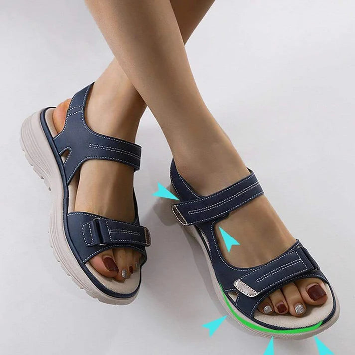 Solvane Damen Komfort Sandalen mit Doppelriemen | Verstellbare Gepolsterte Sommerschuhe